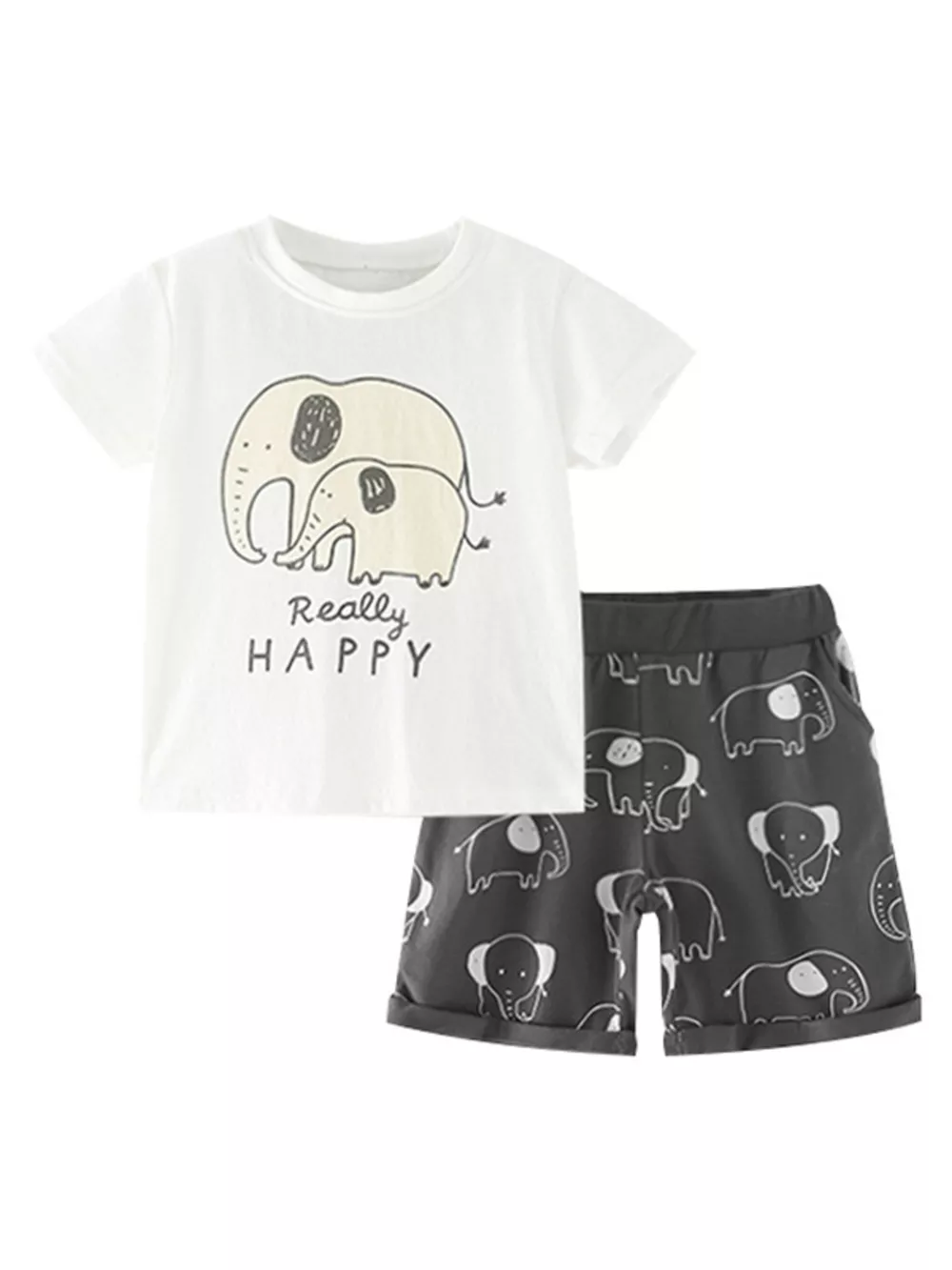 Children's Elephant Short Sleeve Tee and Shorts Set