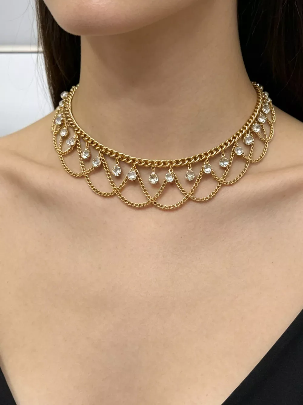 18K Gold-Plated Zircon Chain Necklace, image 3