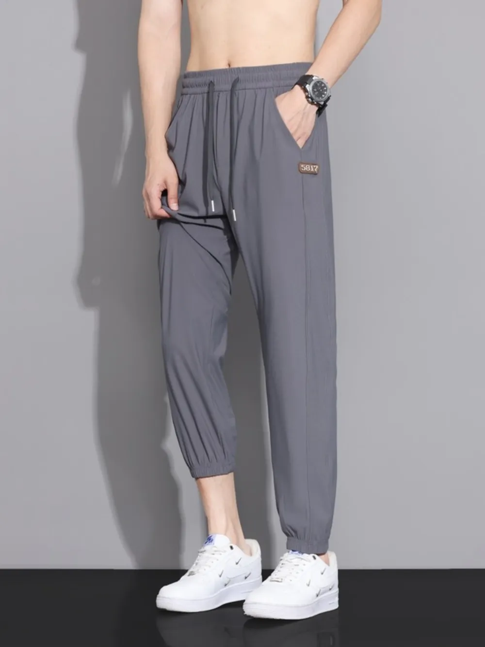 Men's Plus Size Casual Loose-Fit Drawstring Joggers, image 4