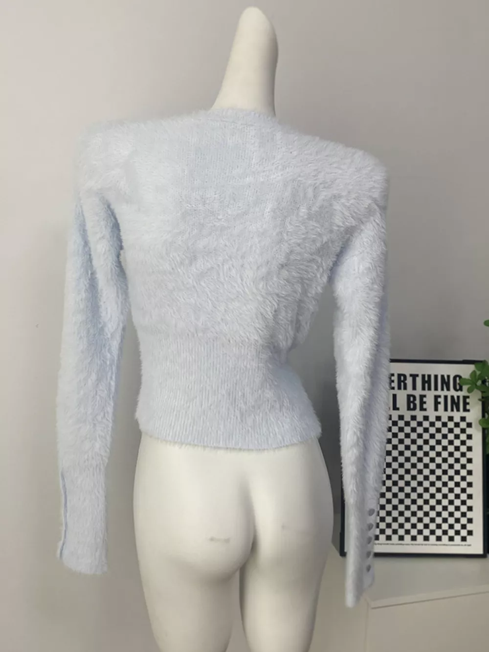 Soft Fuzzy Button-Down Cropped Cardigan, image 20