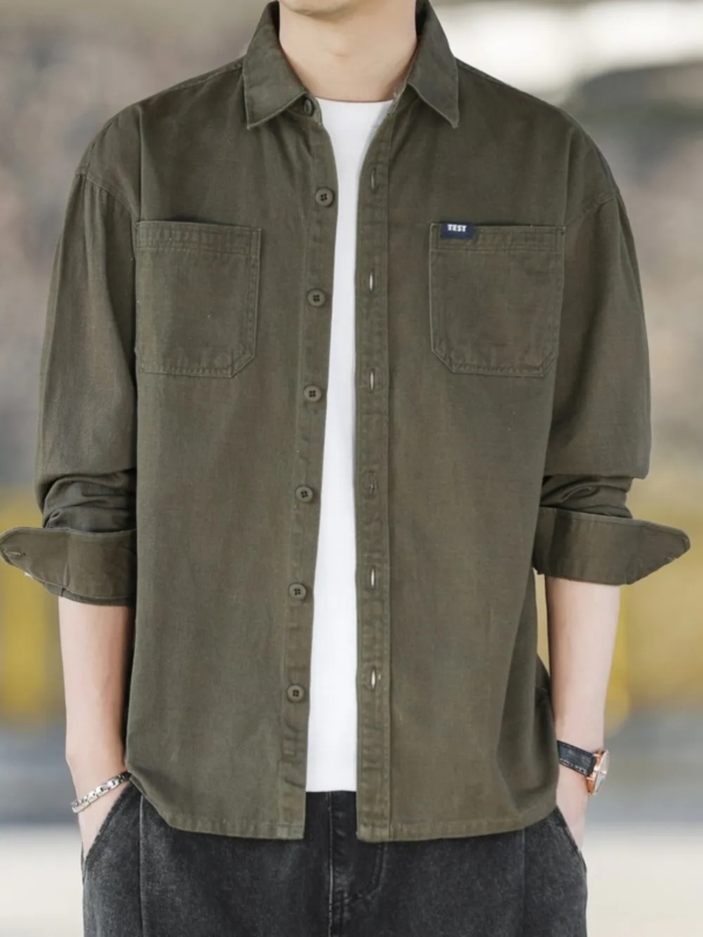 Men's Plus Size Button Up Long Sleeve Shirt