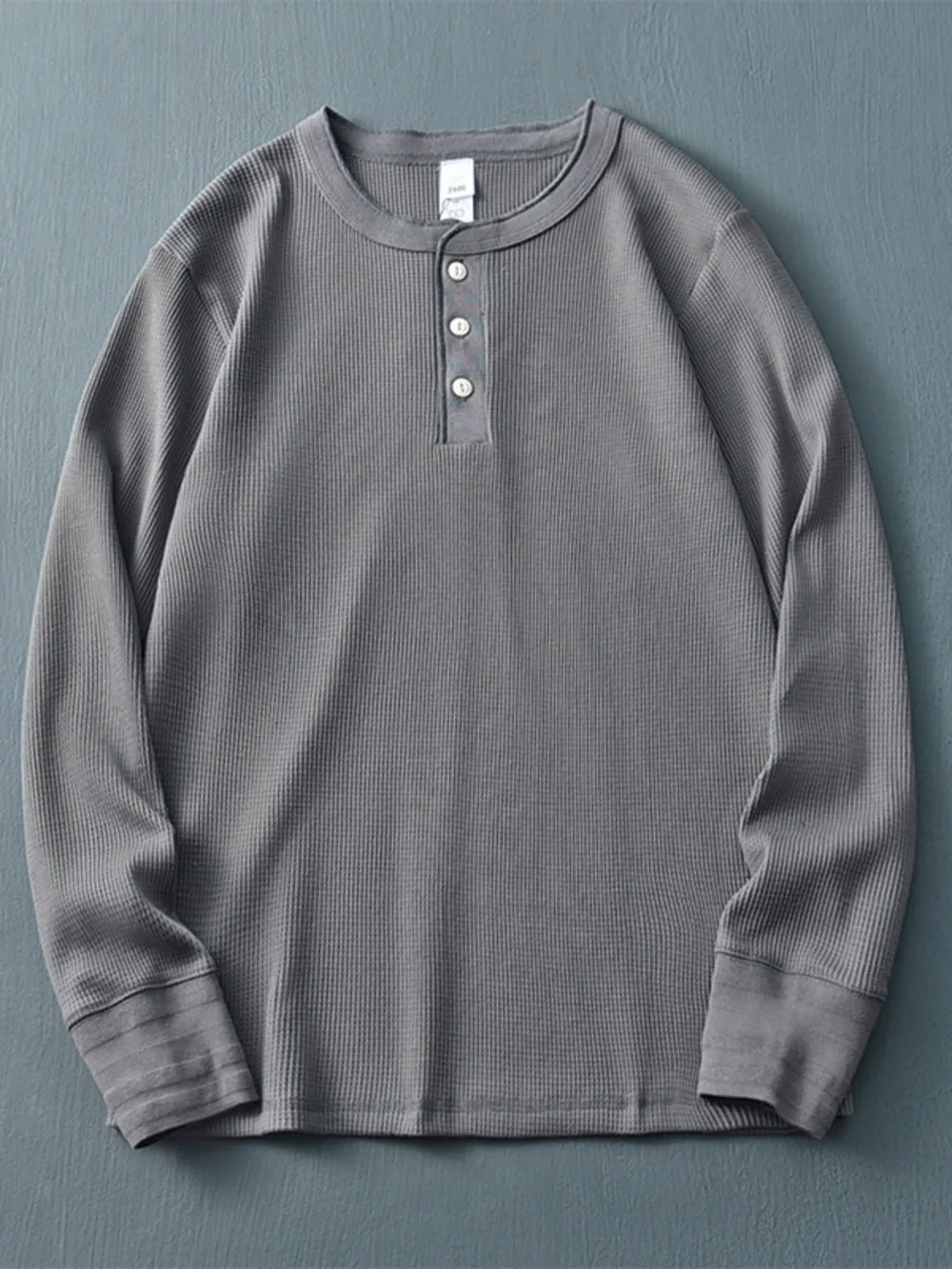 Men's Plus Size Button Detail Long Sleeve T-Shirt