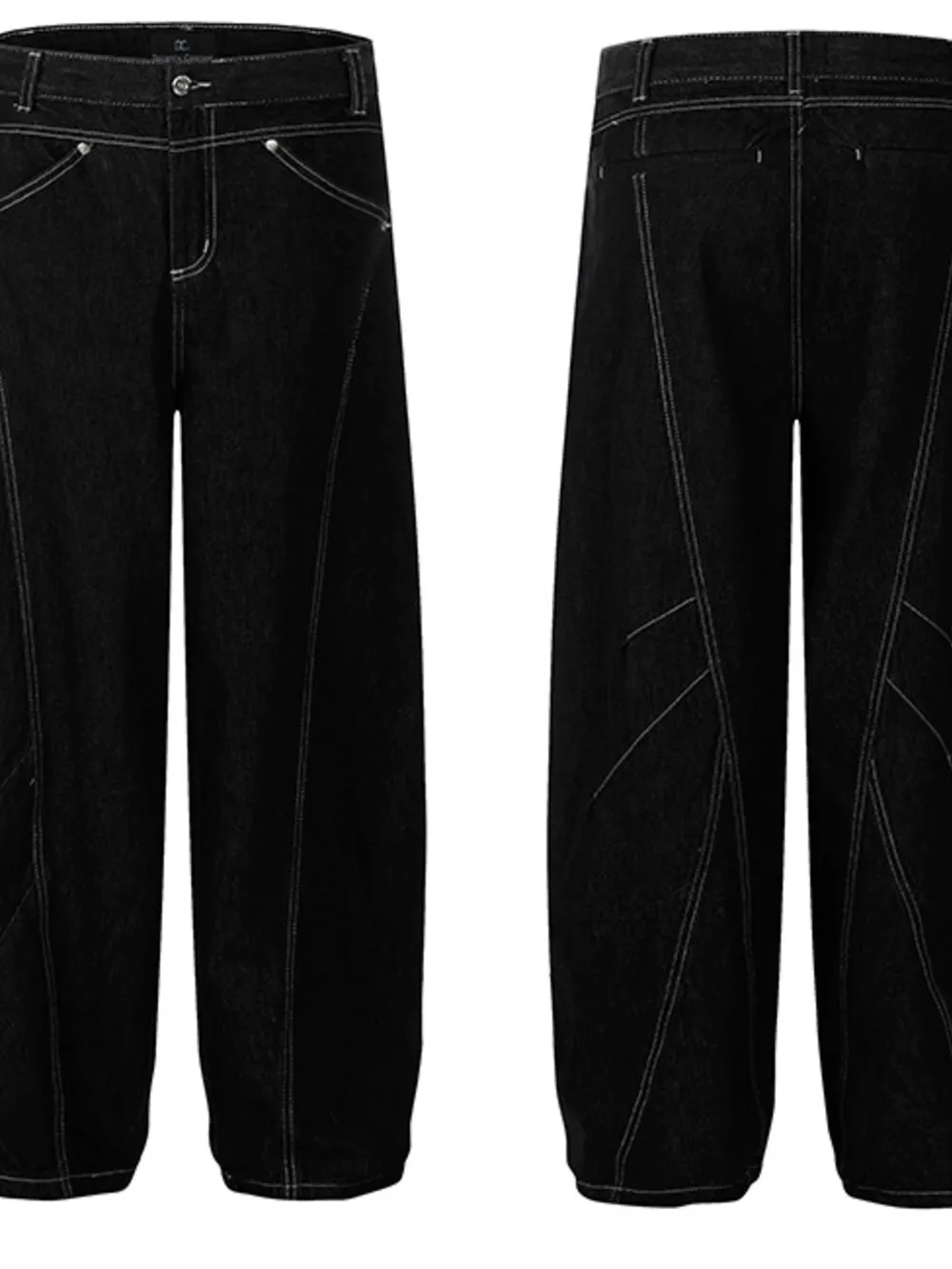 Men's Wide Leg Jeans with Contrast Stitching, image 4