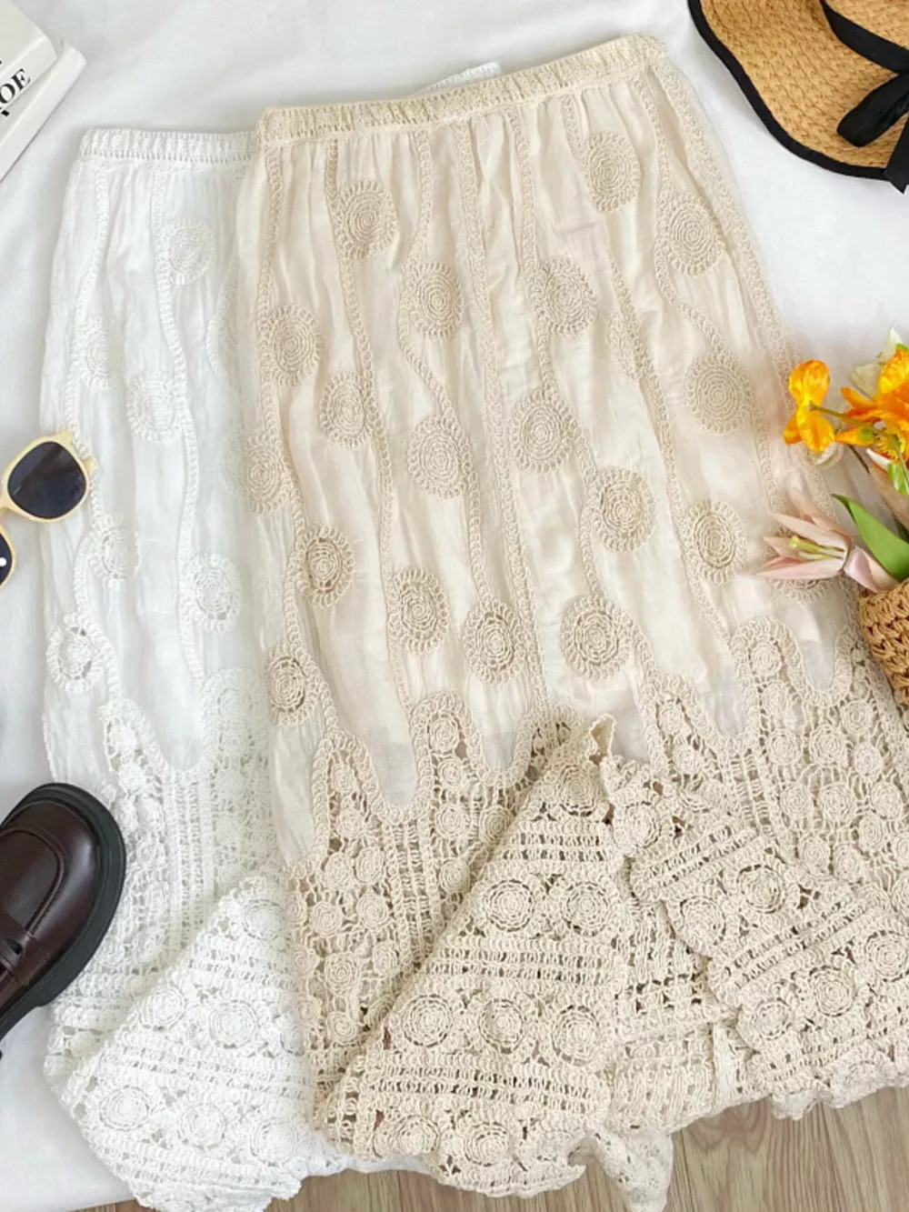 Lace Elastic Waist Midi Skirt, image 14
