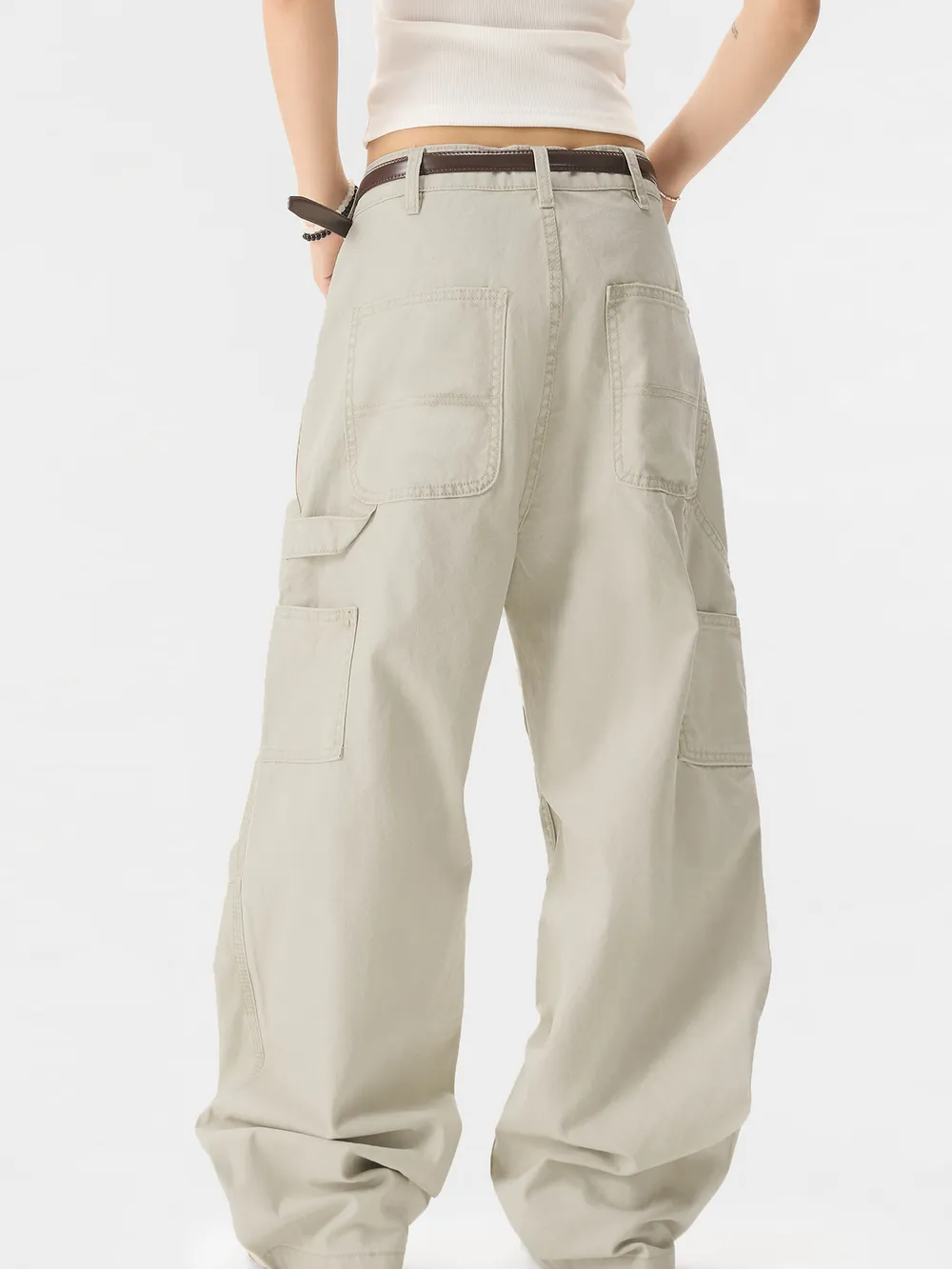 Men's Wide Leg Cargo Pants with Multi Pockets, image 3