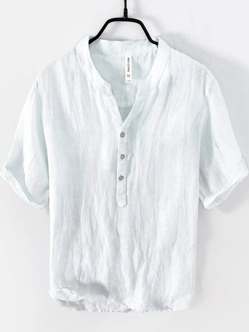 Men's Plus Size Button Detail Short Sleeve Top, image 3