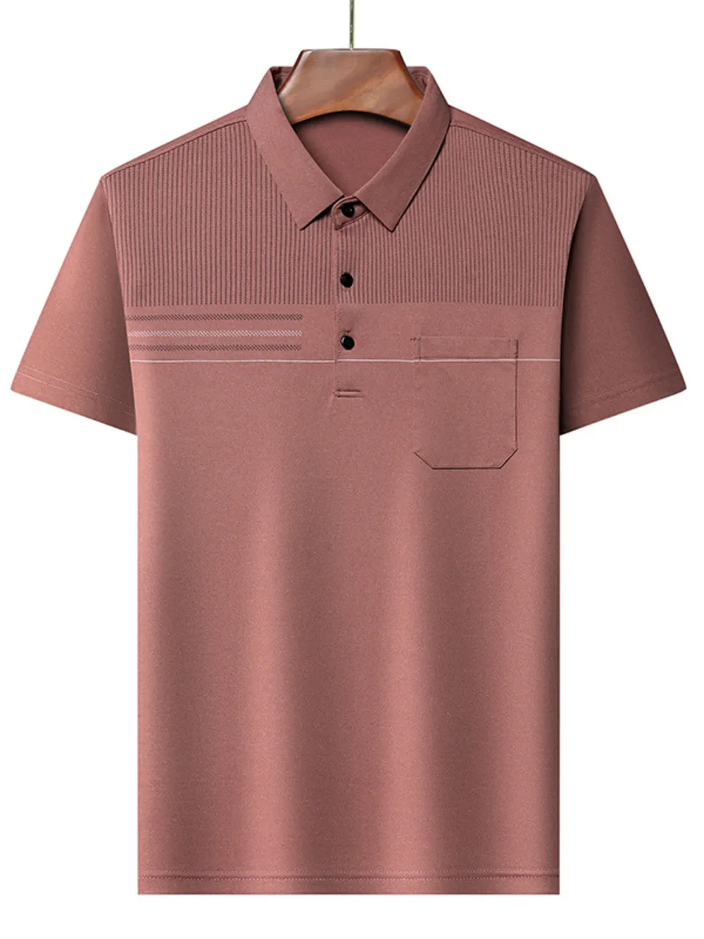 Men's Plus Size Classic Textured Stripe Casual Polo Shirt