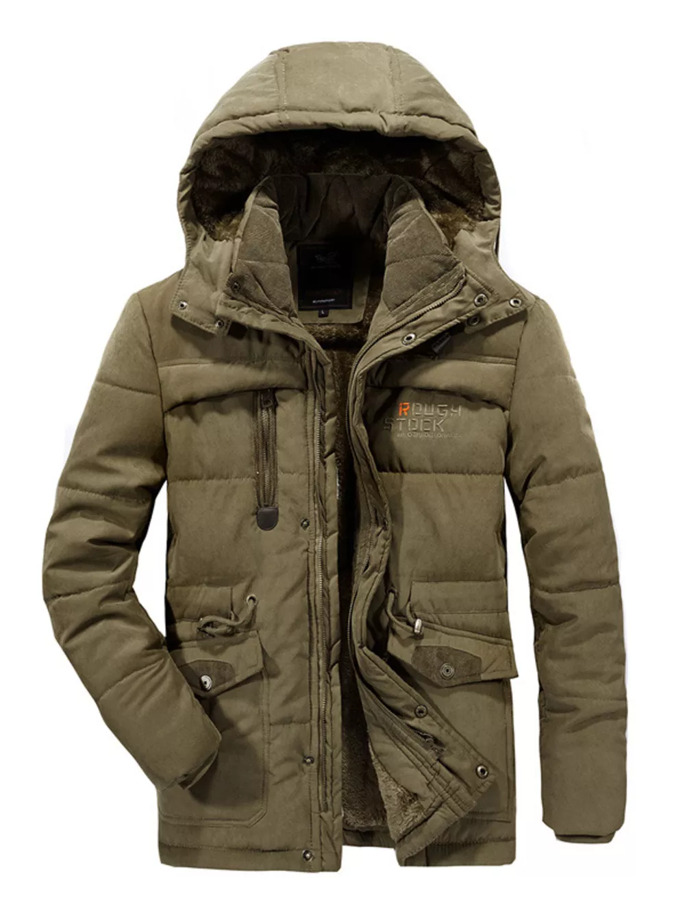 Men's Plus Size Hooded Zip Up Parka Coat, image 4