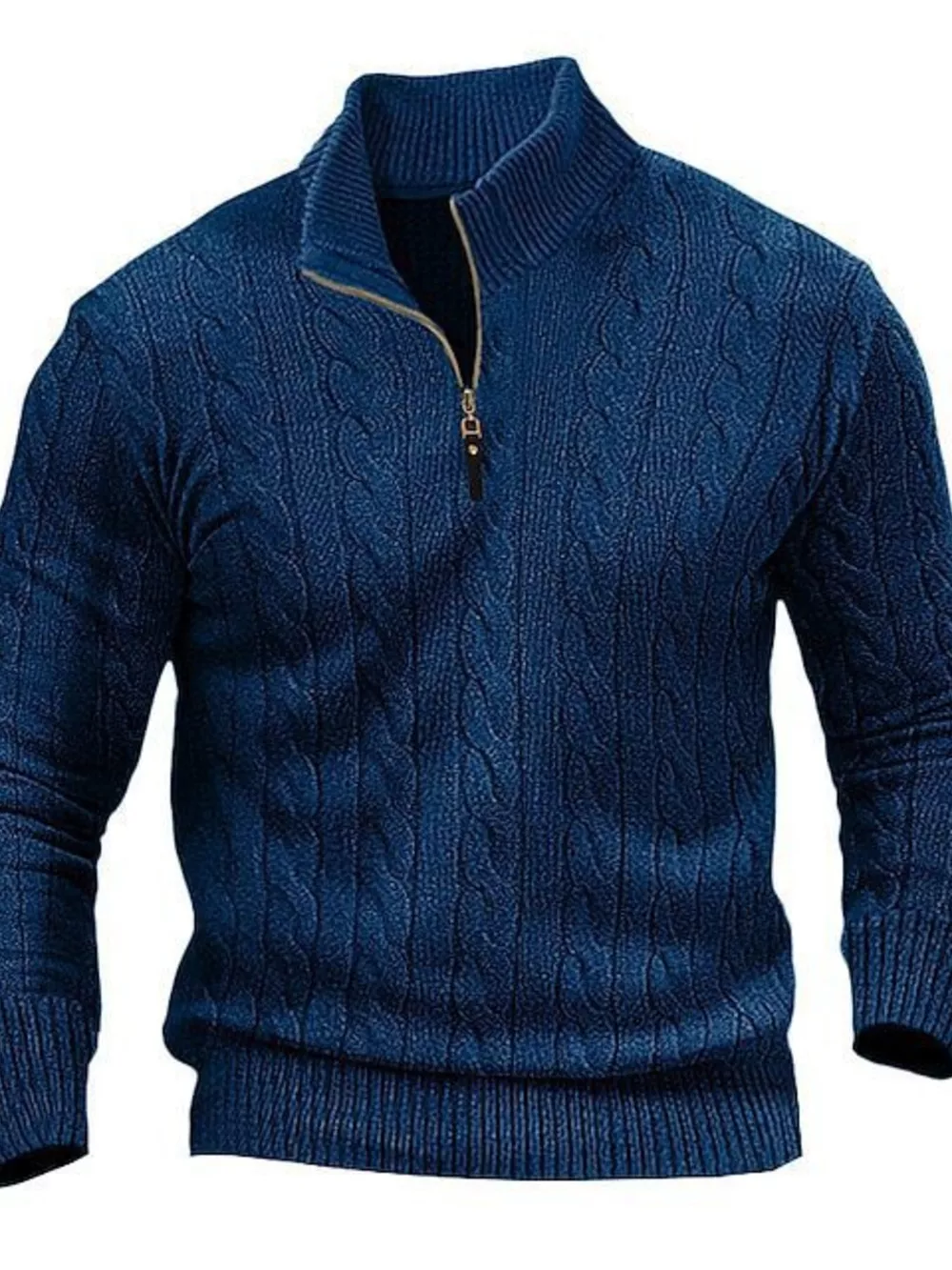 Men's Full Size Cable Knit Half-Zip Sweater Plus Size, image 7