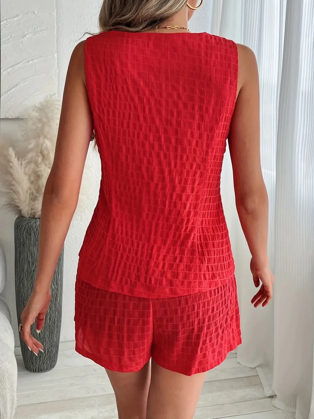 Button-Front Vest and Shorts Set, image 4