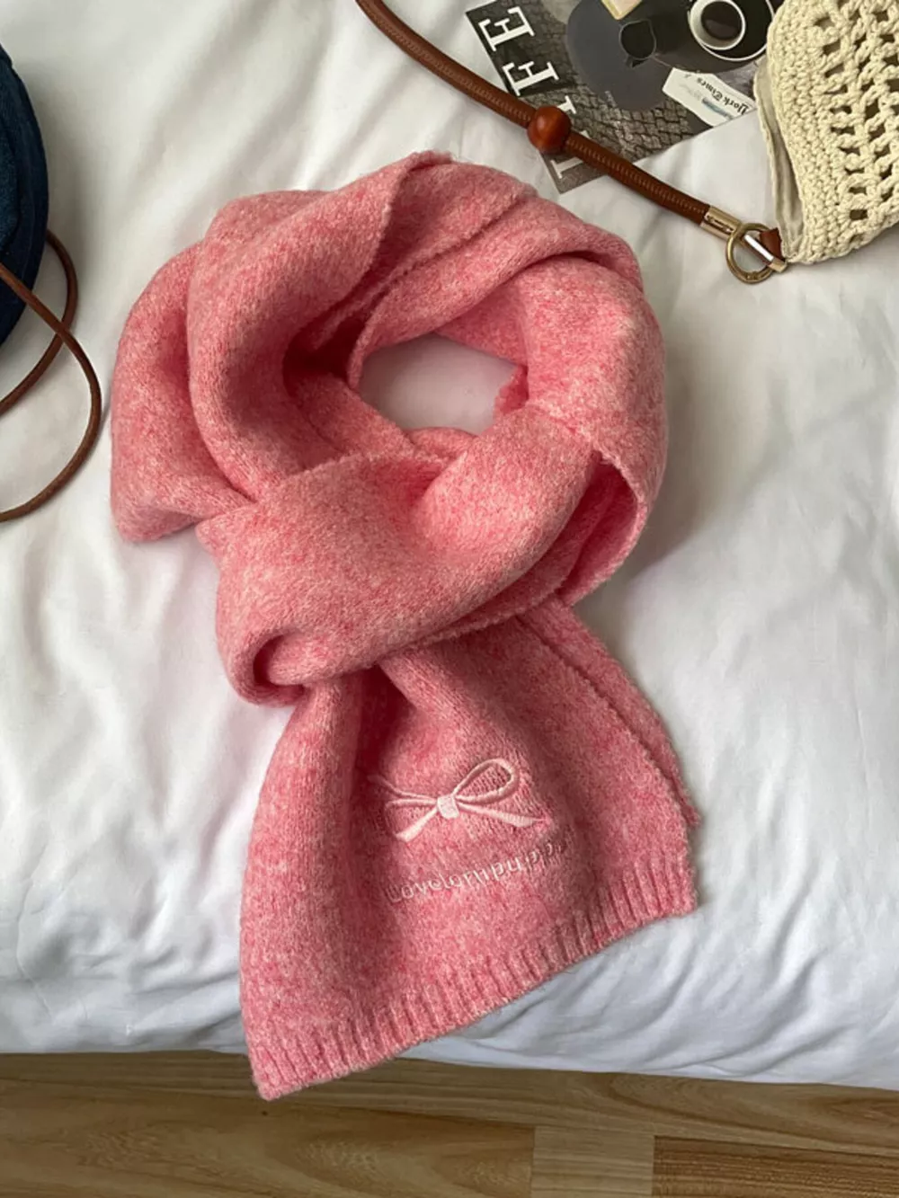Embroidered Bowknot Scarf, image 3