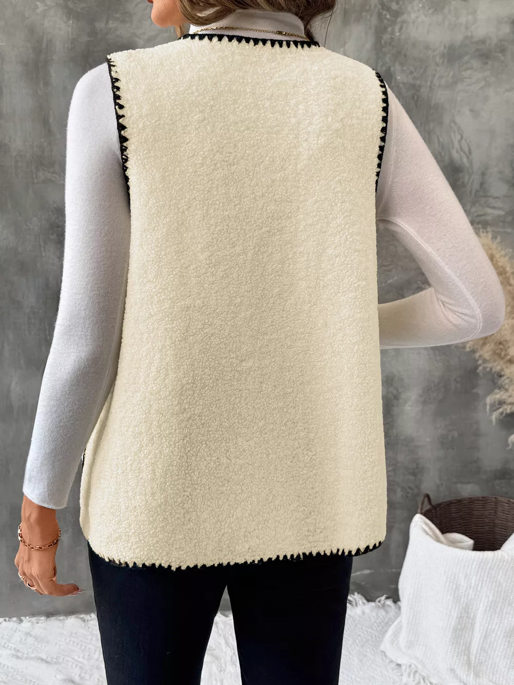 V-Neck Button Up Vest Coat, image 6