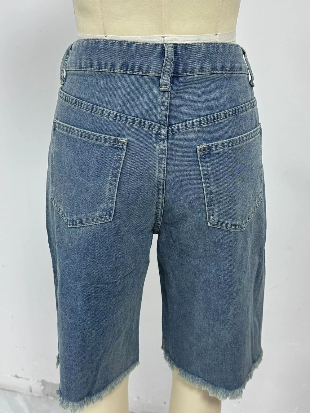 Frayed Hem Relaxed Fit Denim Shorts, image 6