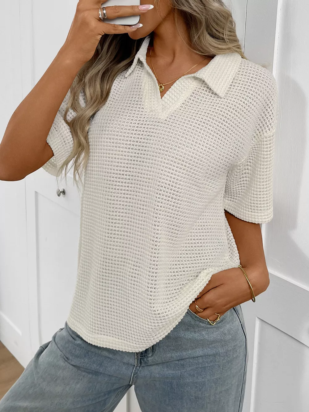 Striped Knit Short Sleeve Top, image 19