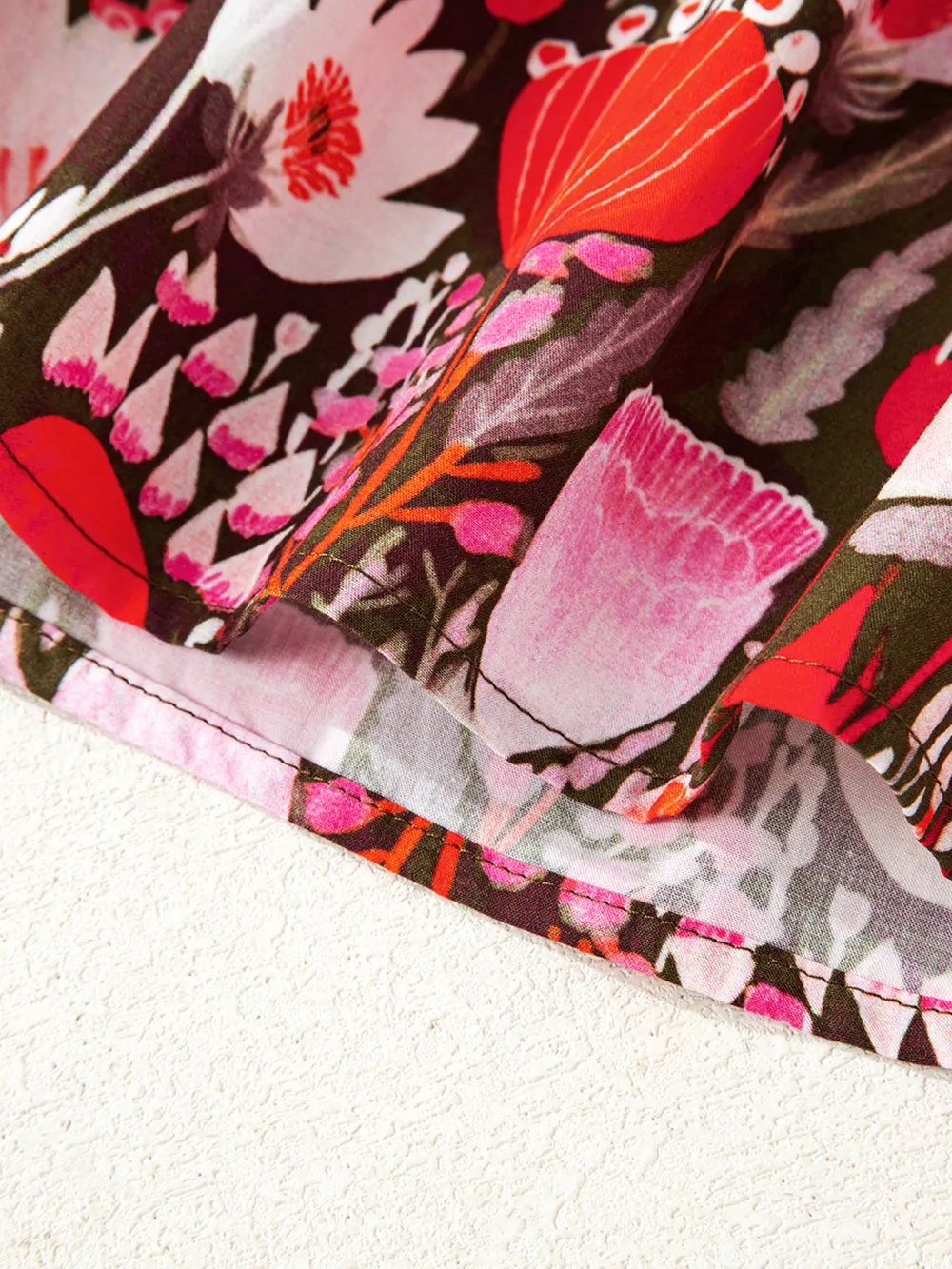 Floral Balloon Sleeve Tie Neck Blouse, image 4