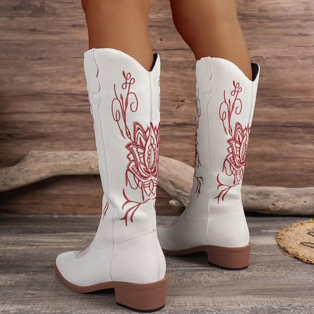 Embroidered Block Heels Boots, image 7