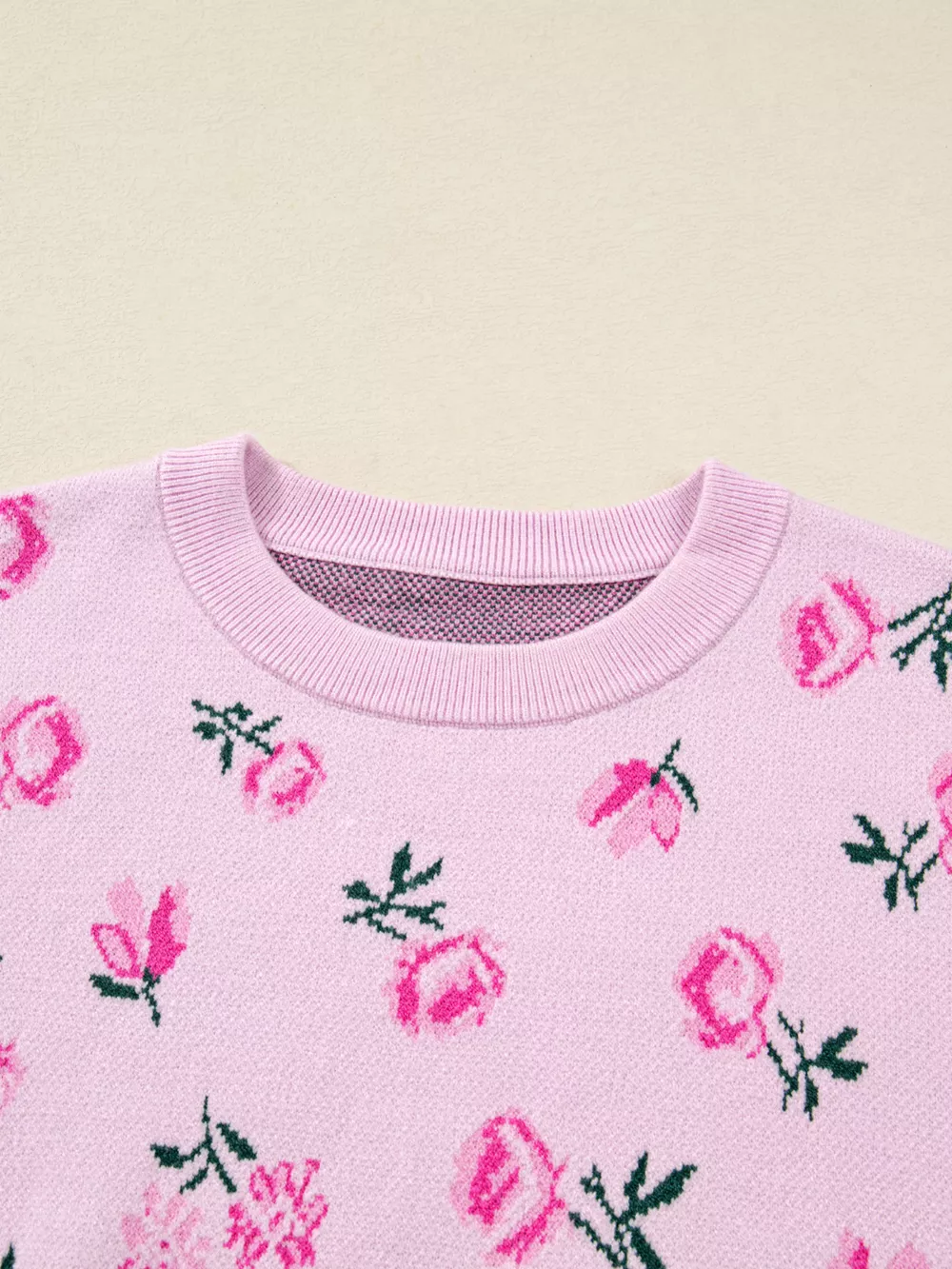 Floral Drop Shoulder Cropped Sweater, image 7