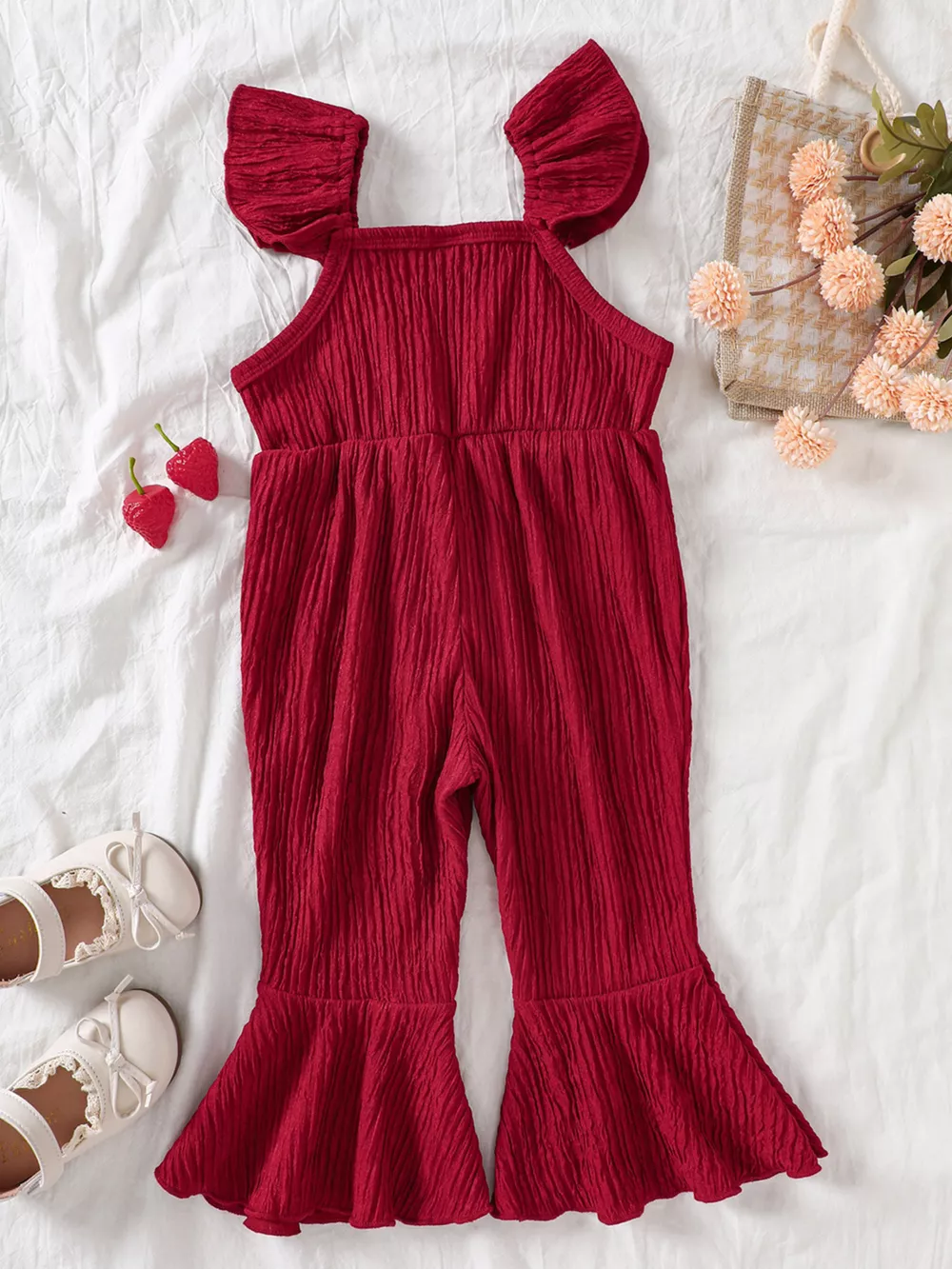 Children's Crochet Ruffle Trim Jumpsuit, image 9