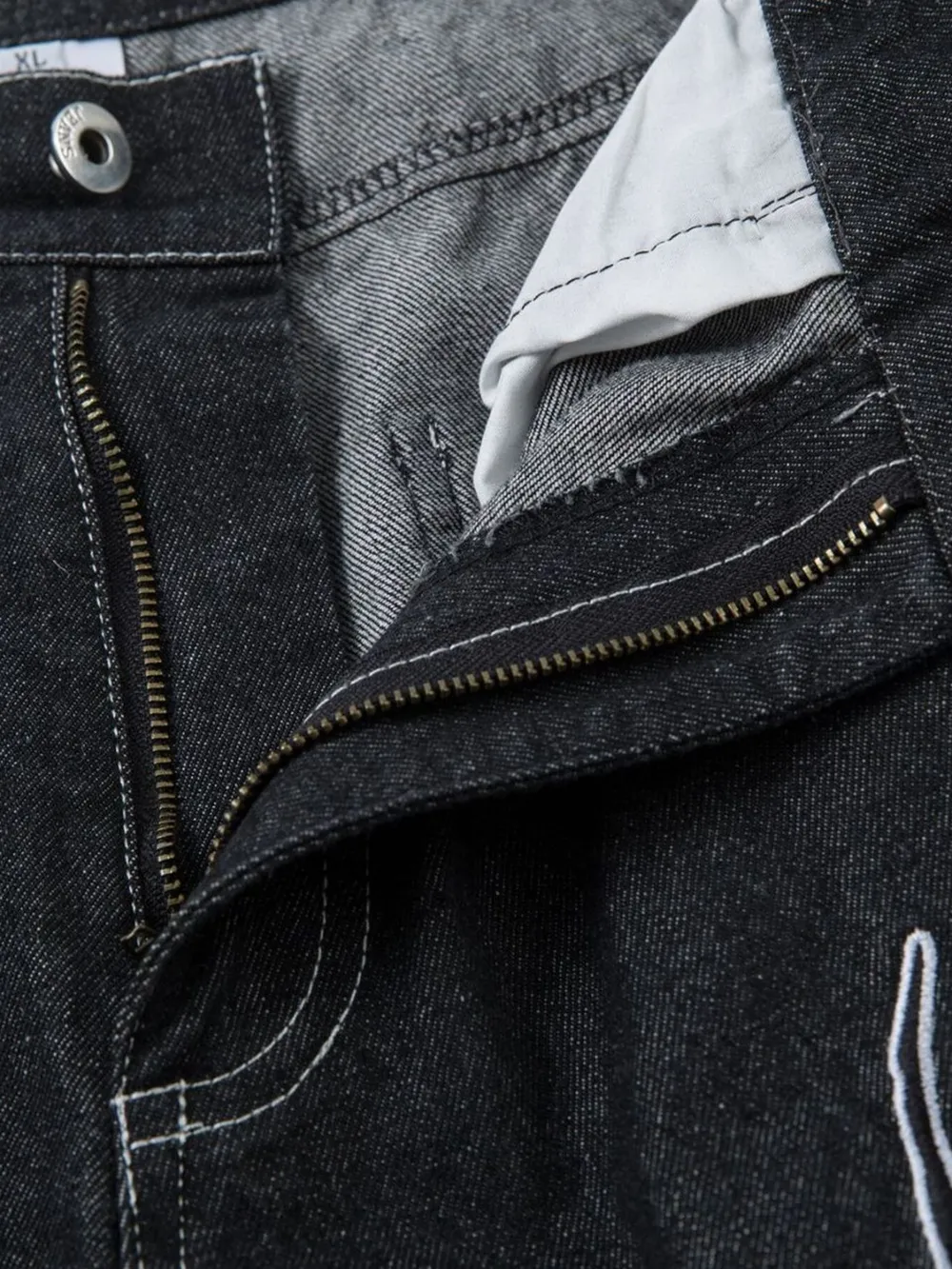 Men's Embroidered Wide Leg Baggy Jeans, image 13