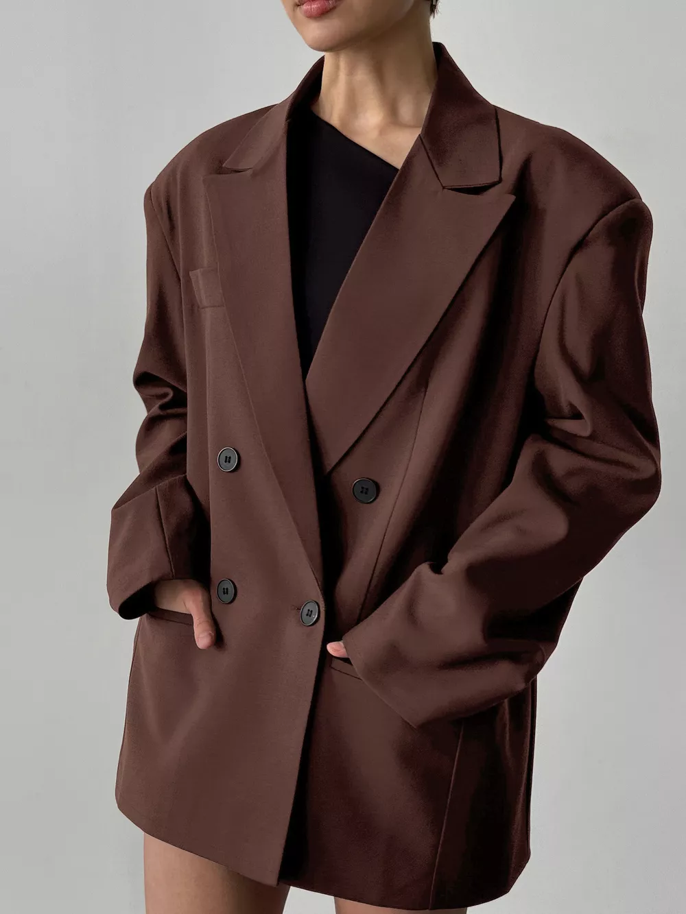 Double-Breasted Lapel Collar Blazer, image 4
