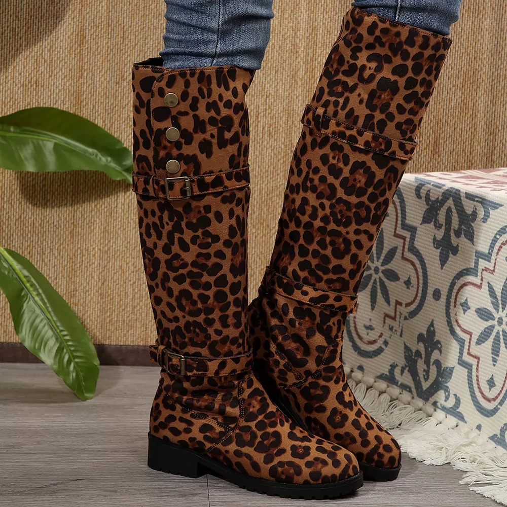 Leopard Block Heels Boots, image 2