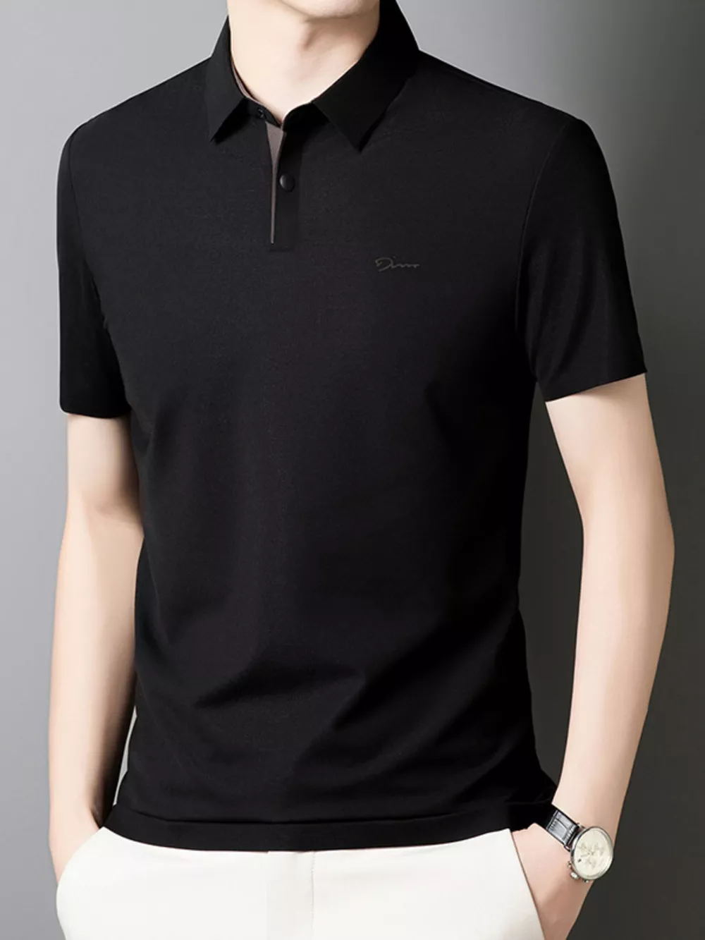 Men's Plus Size Button Detail Short Sleeve Polo