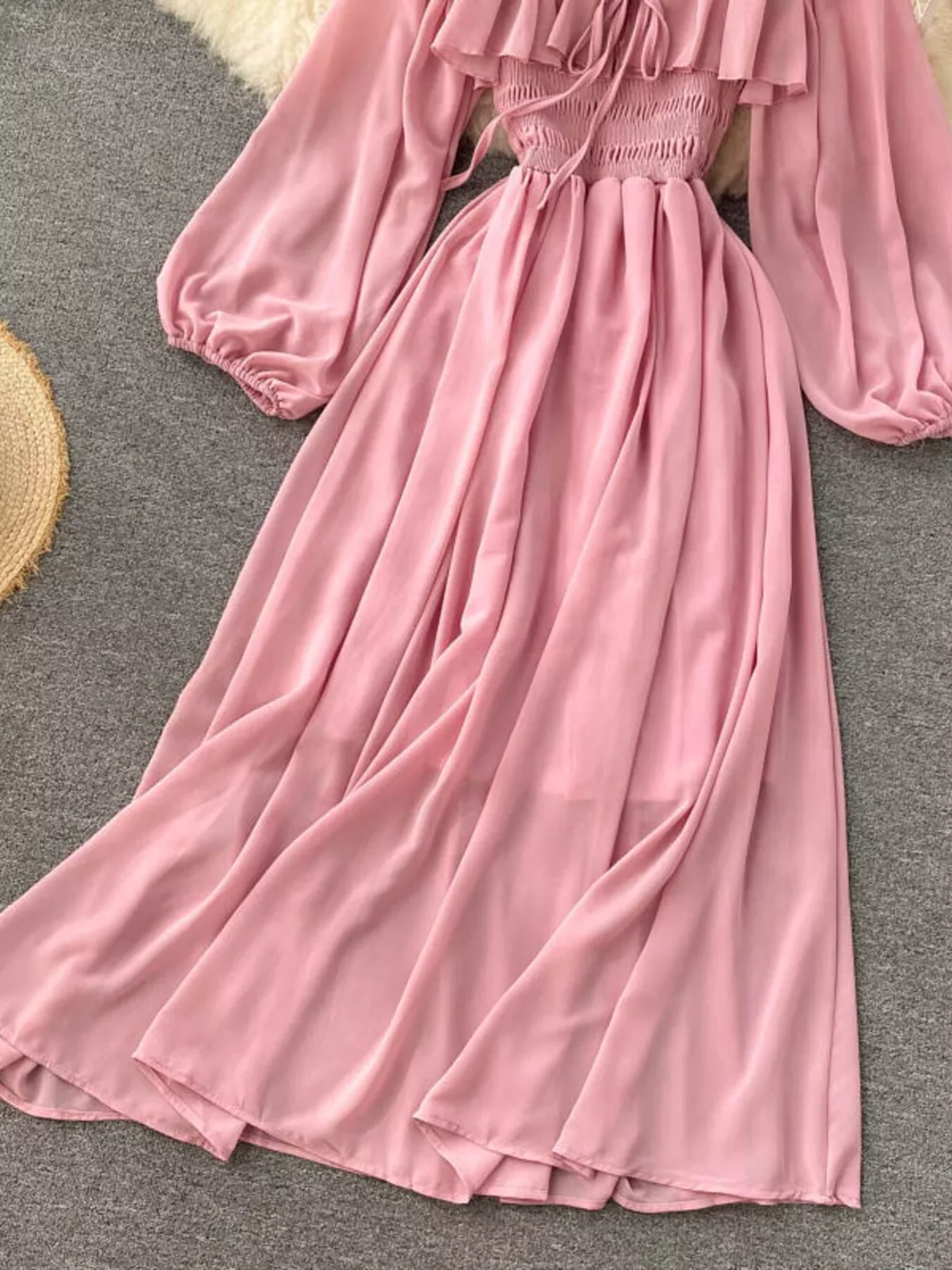 Ruffle Square Neck Balloon Sleeve A-Line Dress, image 21