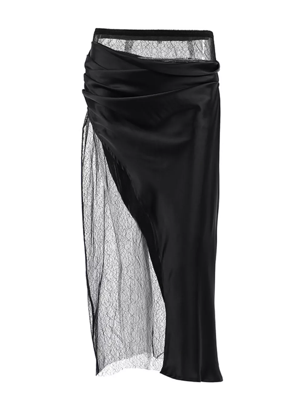 Lace Panel Midi Skirt, image 5