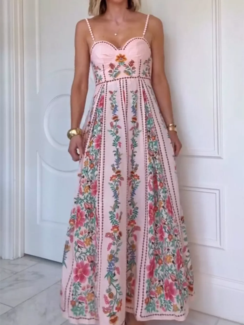 Floral Print Sweetheart Neck Cami Dress, image 3