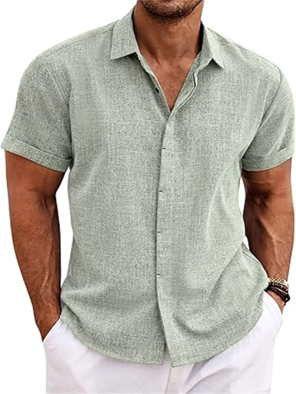 Men's Full Size Casual Short Sleeve Button-Down Shirt Plus Size, image 12