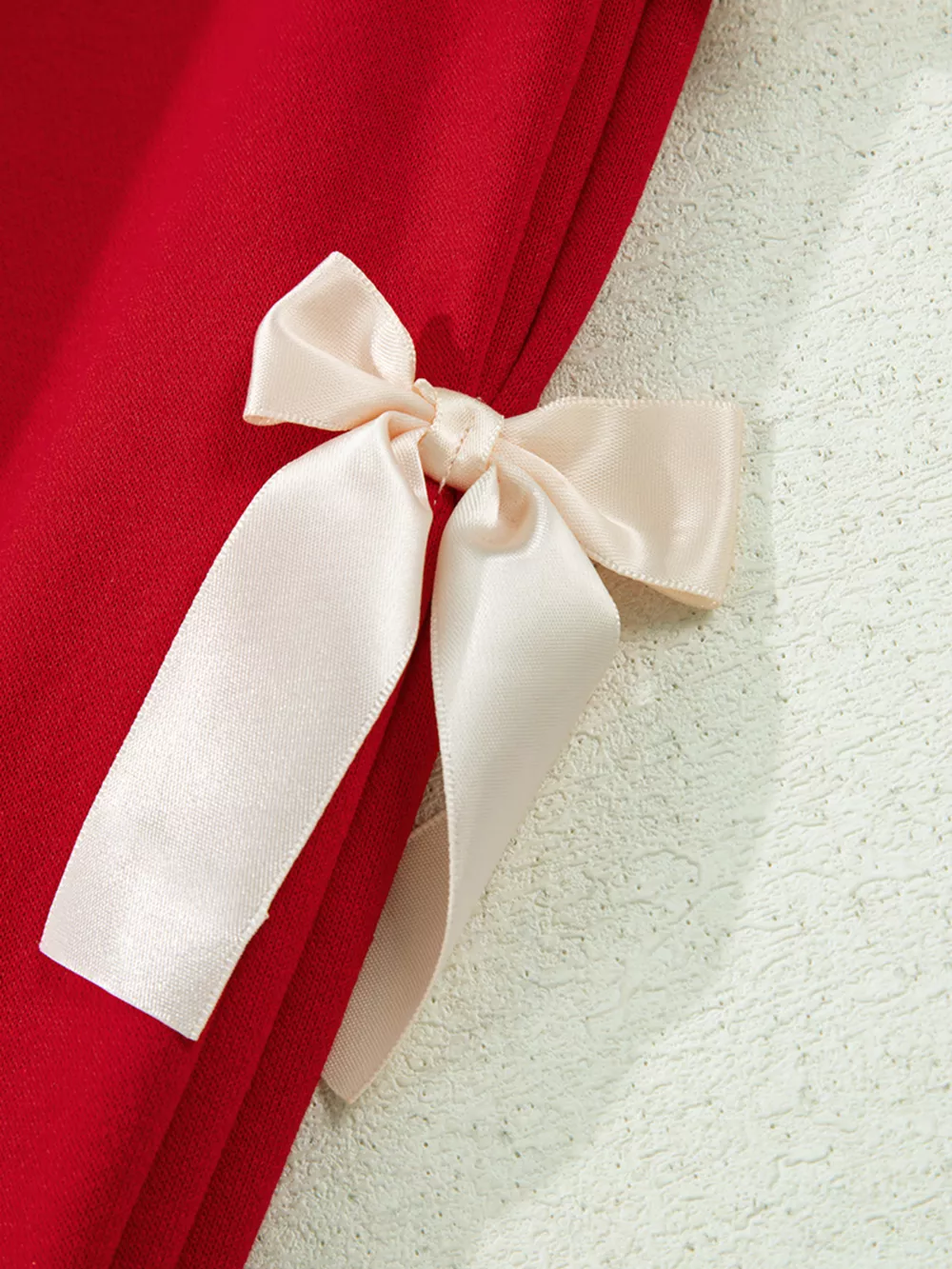 Striped Collar Patchwork Satin Bow Sweatshirt and Shorts Set, image 2
