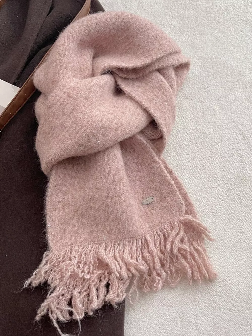 Fringe Hem Knitted Scarf, image 3