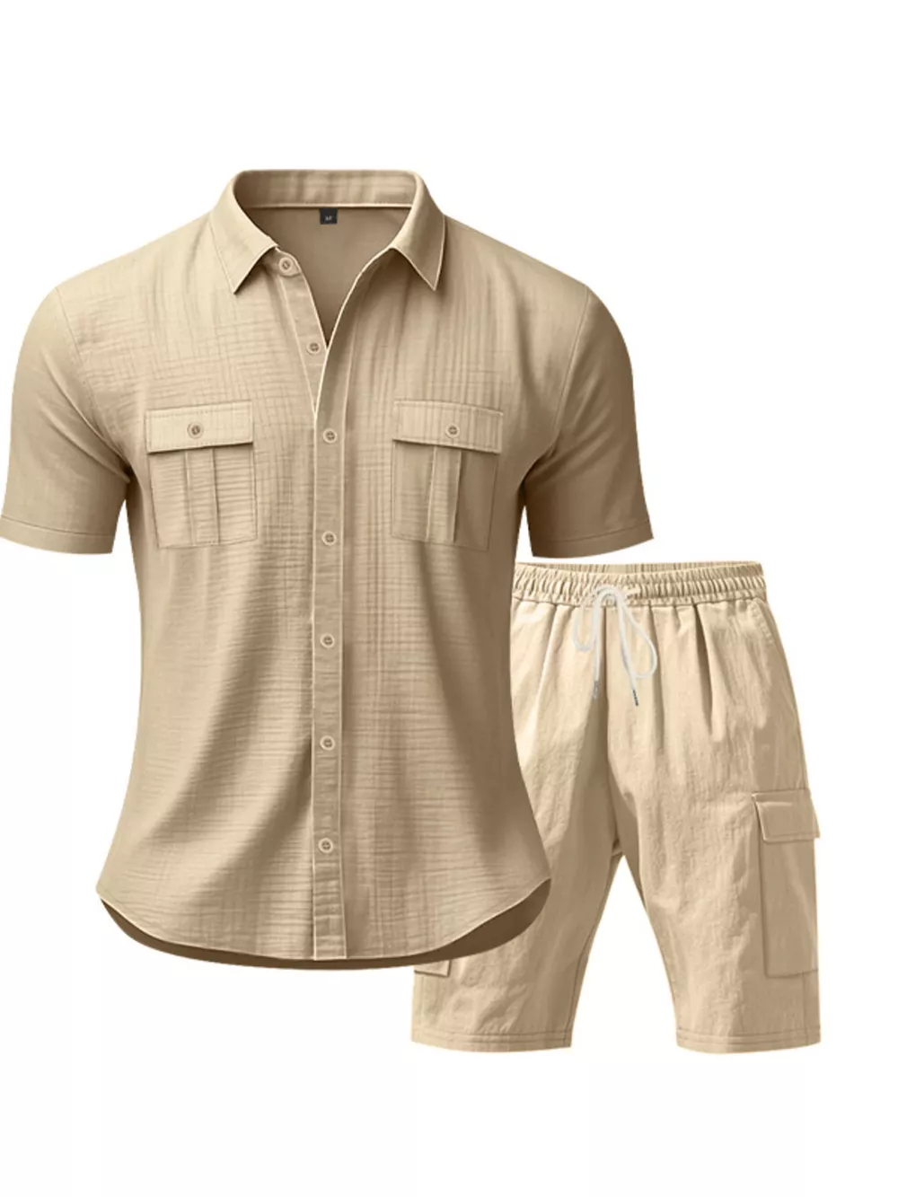 Men's Full Size Button Up Shirt and Shorts Set Plus Size, image 17
