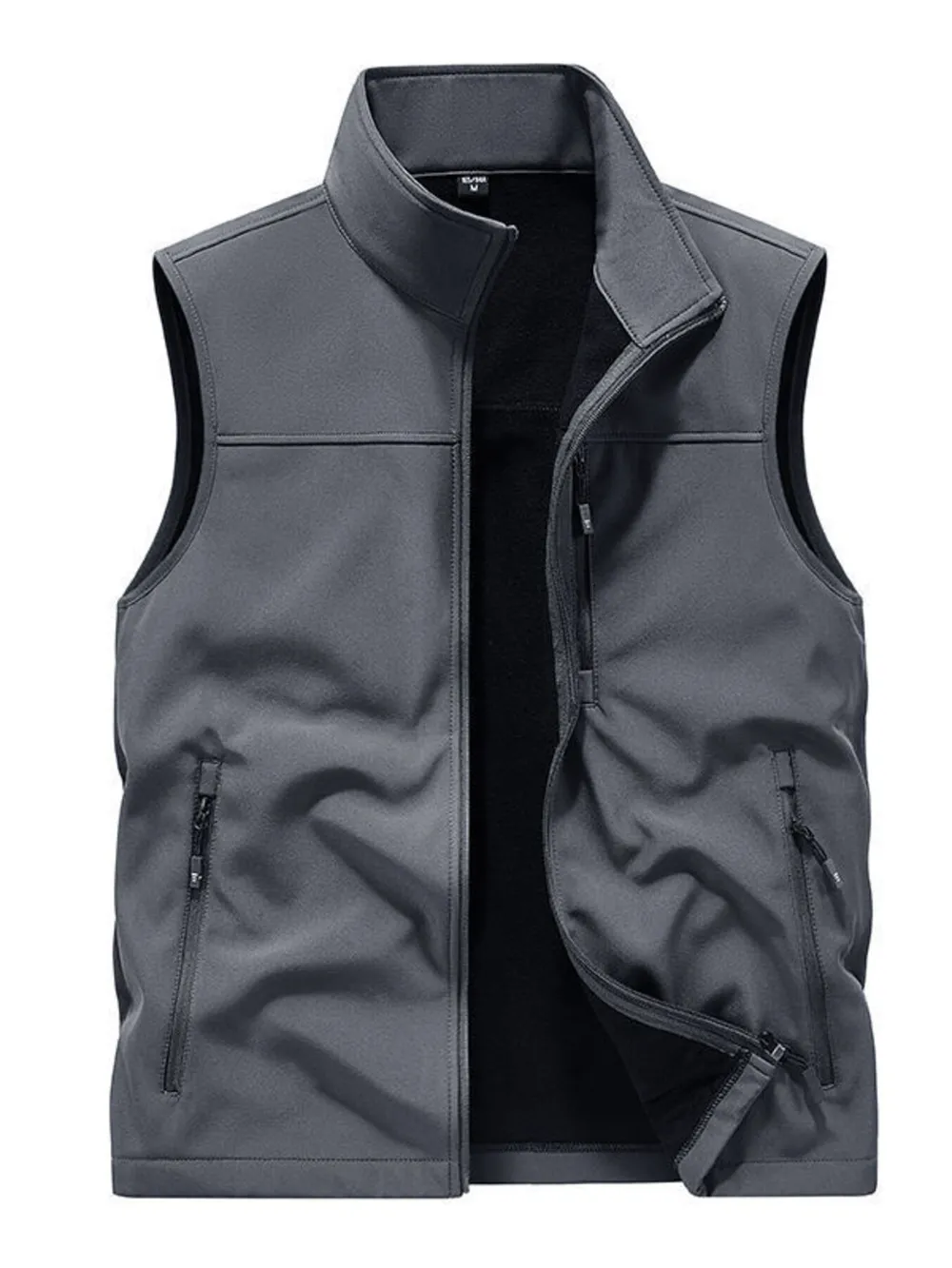 Men's Plus Size Casual Zip Up Fleece Lined Vest, image 2