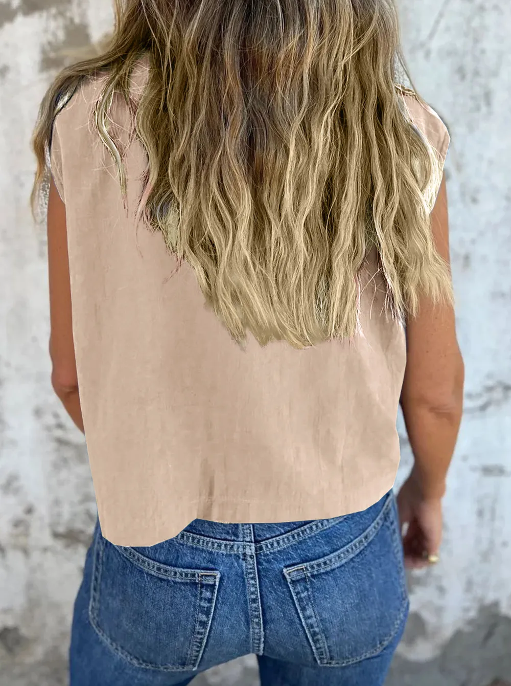 Full Size Button Down Cap Sleeve Linen Shirt Plus Size, image 6