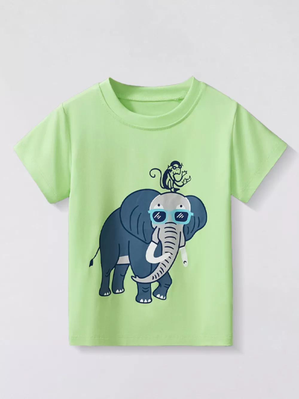 Children's Elephant & Monkey Short Sleeve T-Shirt