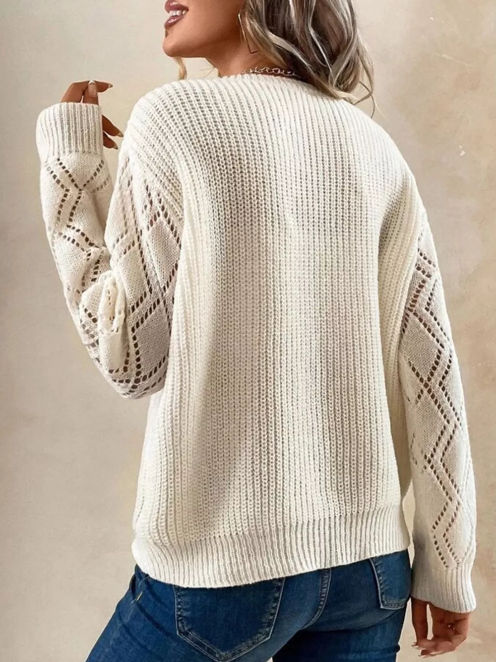 V-Neck Openwork Sweater, image 5