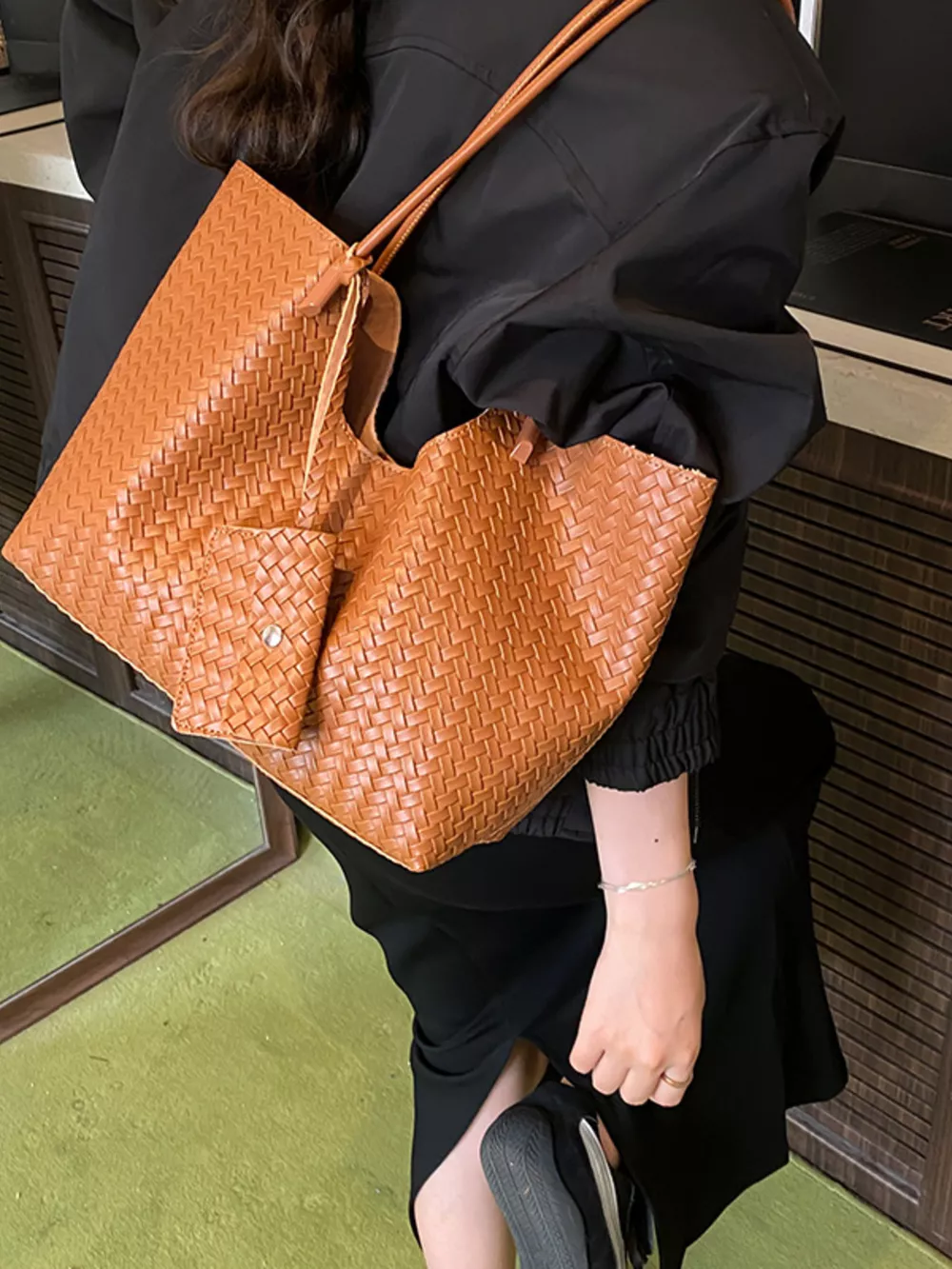 Woven Texture Large Capacity Tote Bag, image 10