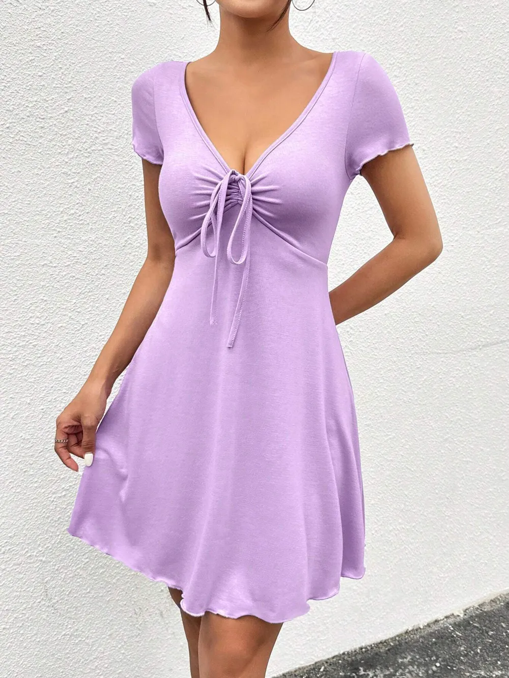 Drawstring Short Sleeve Mini Dress, image 4