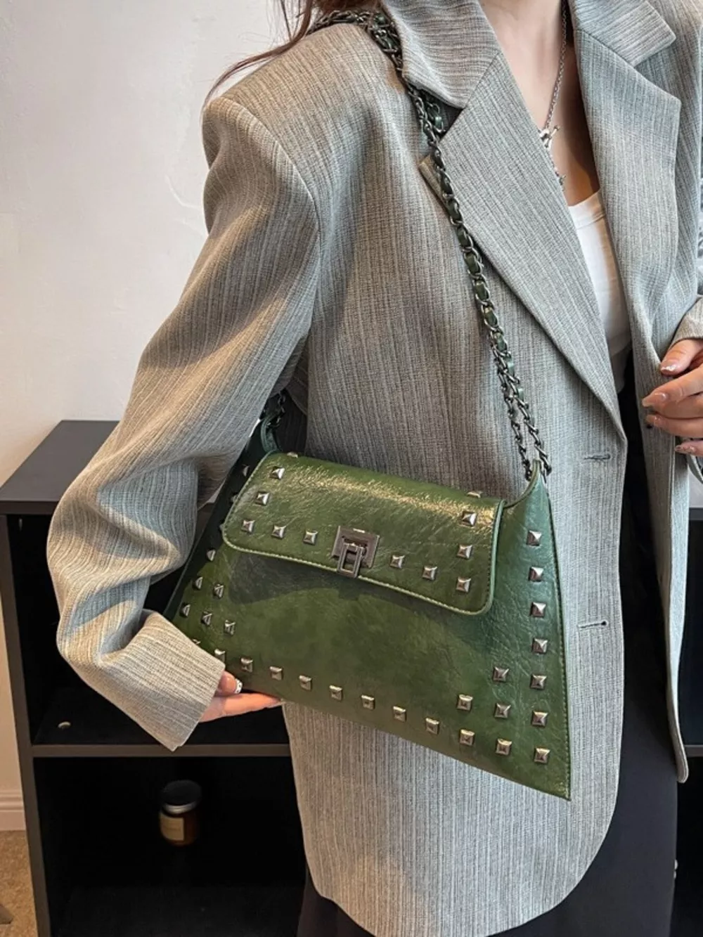 Studded Flap Chain Shoulder Bag, image 8