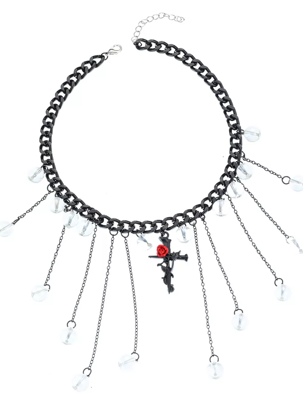 Gothic Rose Cross Dangle Necklace, image 5