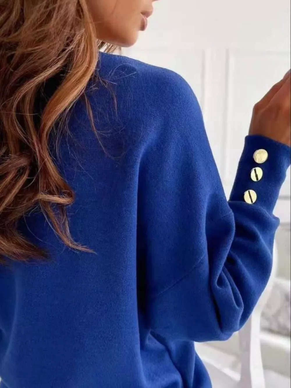 V-Neck Button Cuff Top, image 2