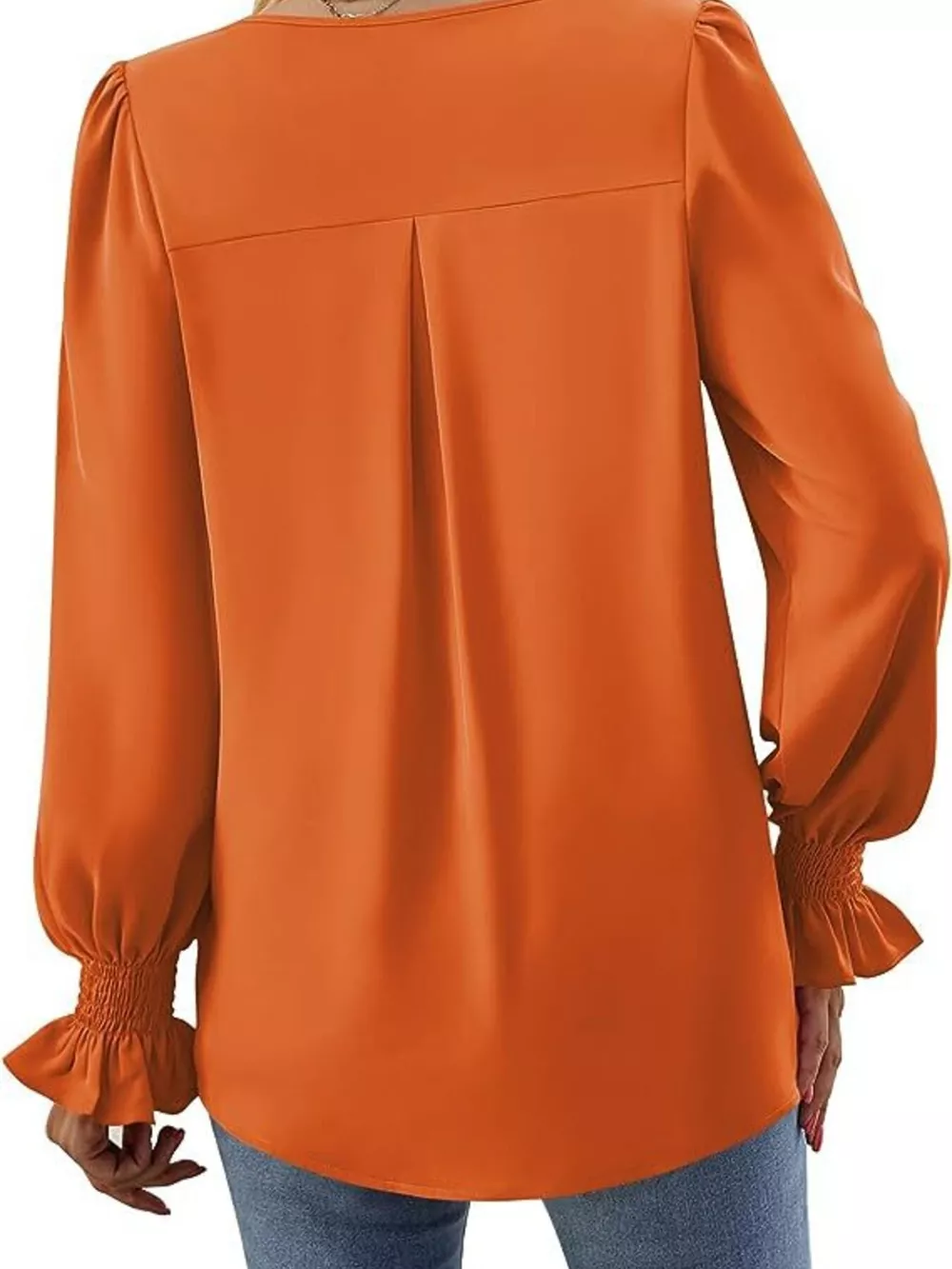 V-Neck Long Sleeve Ruffle Cuff Blouse, image 5