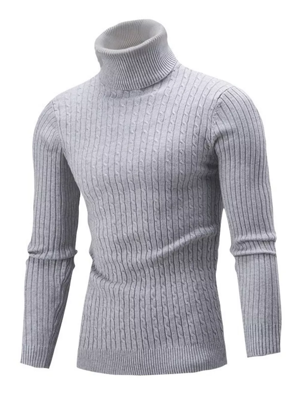 Men's Full Size Classic Cable Knit Turtleneck Sweater Plus Size, image 8