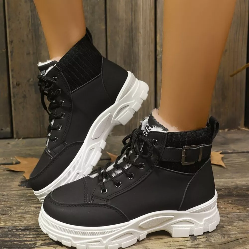 Plush Lining Lace Up Boots, image 6