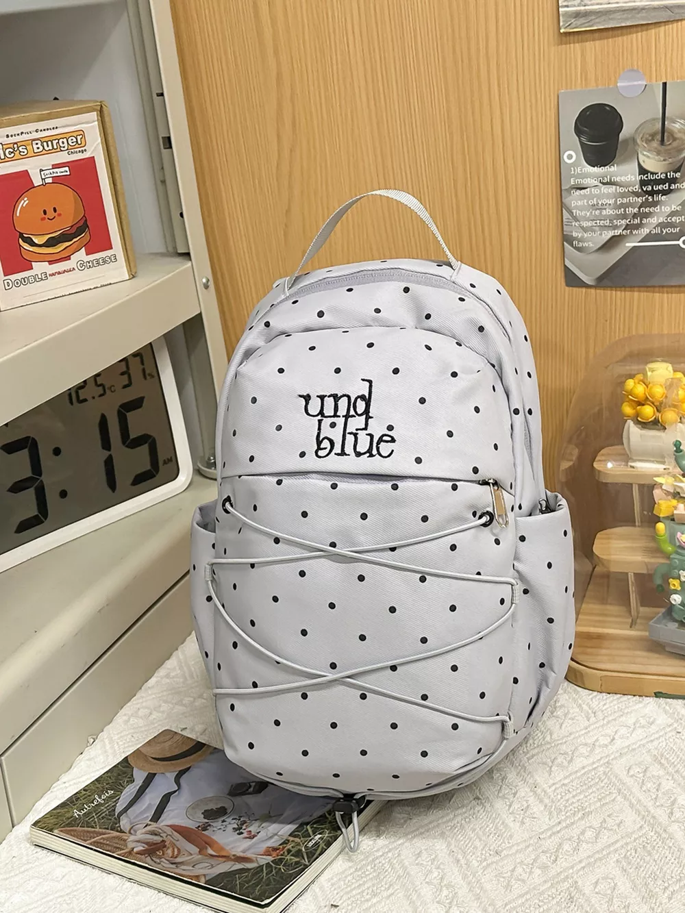 Polka Dot Lightweight Backpack Bag, image 4