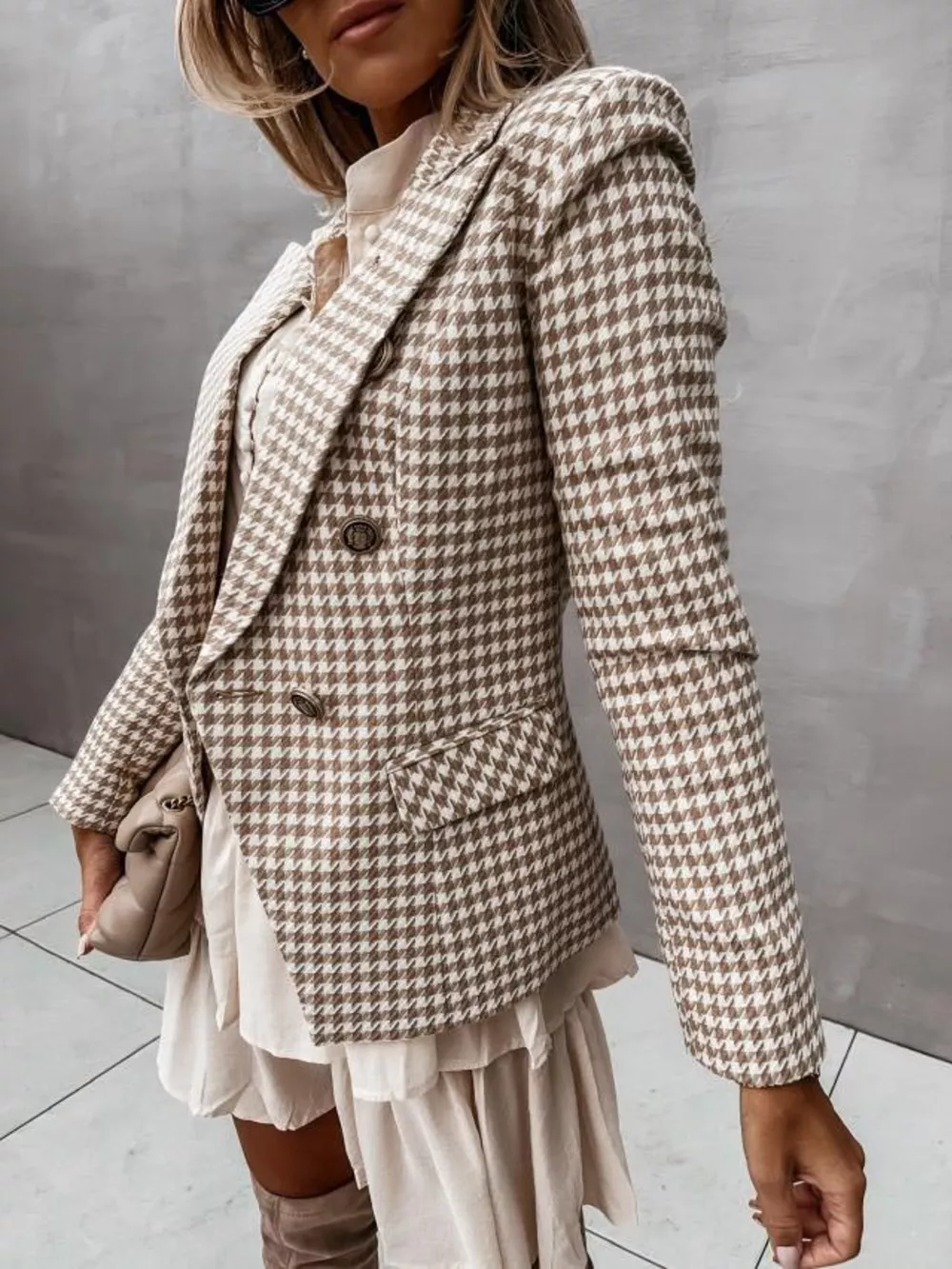 Houndstooth Double-Breasted Blazer, image 5