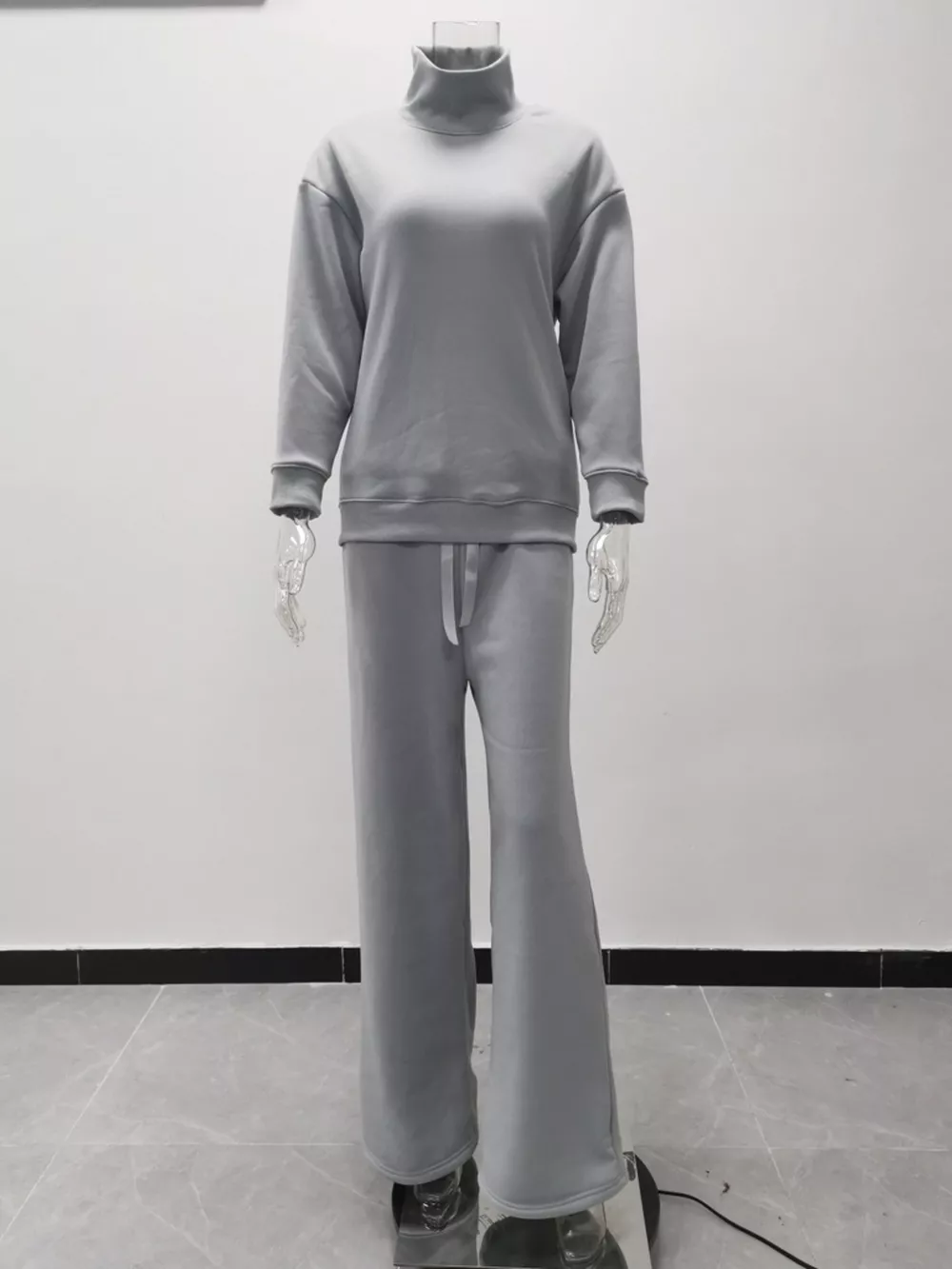 Full Size Turtleneck Long Sleeve Top and Pants Sweater Set Plus Size, image 10