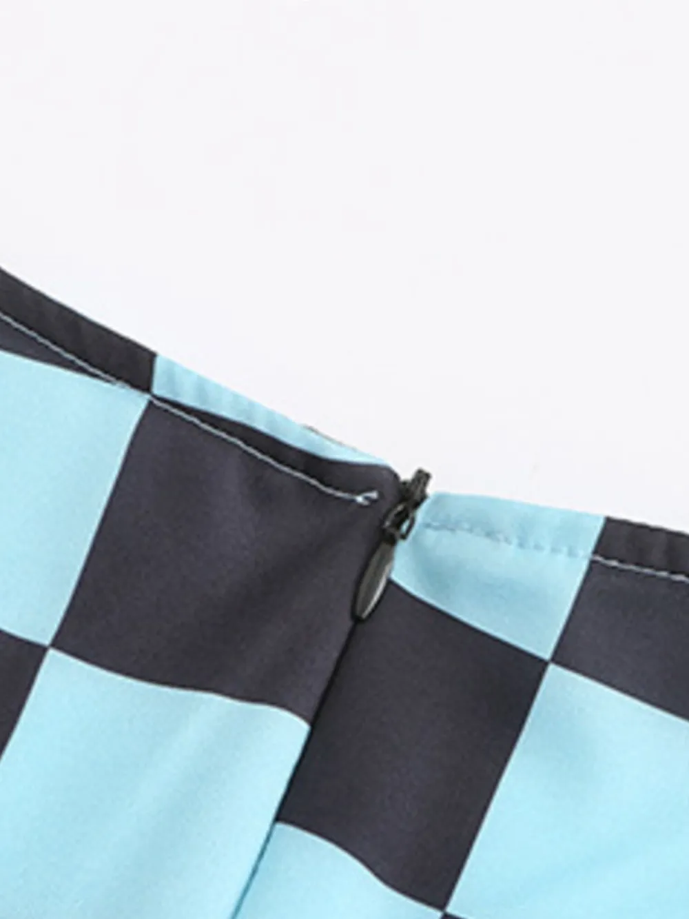 Checkered Short Sleeve Tiered Mini Dress, image 7