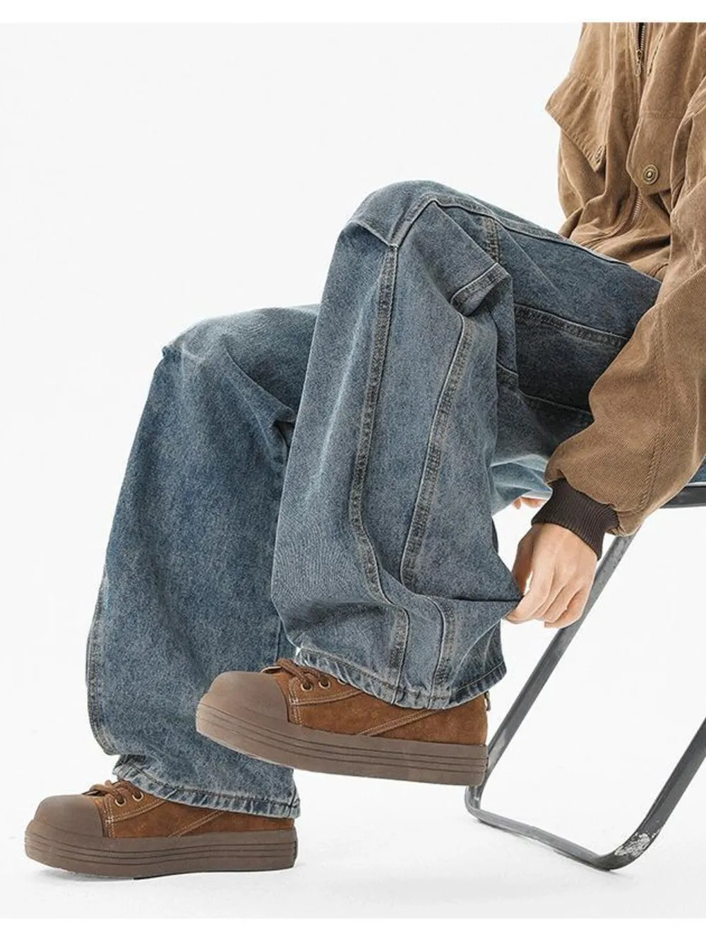 Men's Full Size Wash Wide Leg Jeans Plus Size, image 6